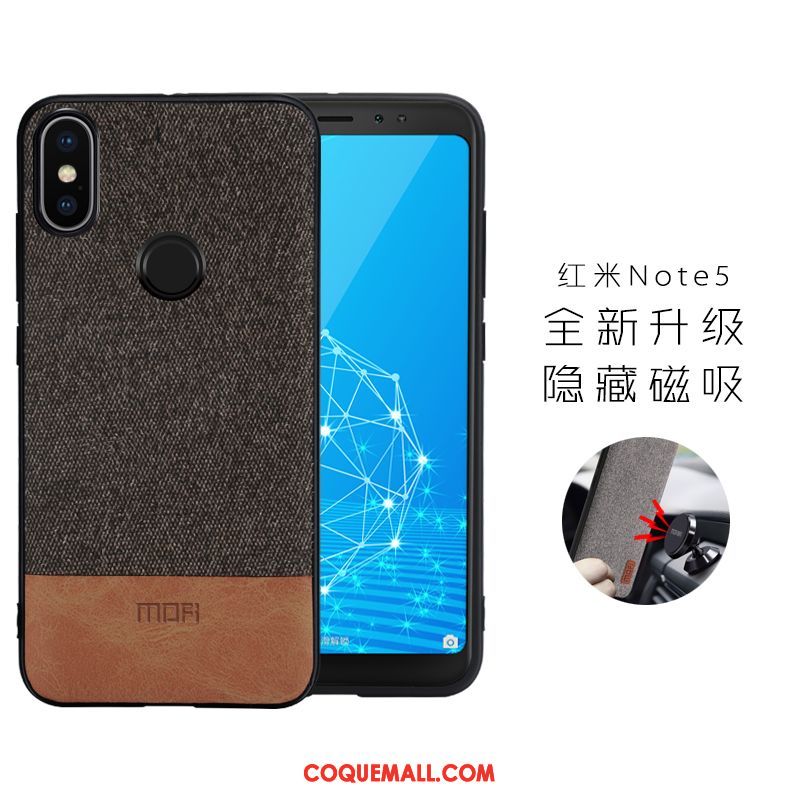 Étui Xiaomi Redmi Note 5 Petit Noir Téléphone Portable, Coque Xiaomi Redmi Note 5 Magnétisme Rouge Beige