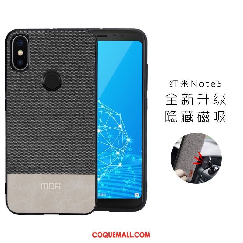 Étui Xiaomi Redmi Note 5 Petit Noir Téléphone Portable, Coque Xiaomi Redmi Note 5 Magnétisme Rouge Beige