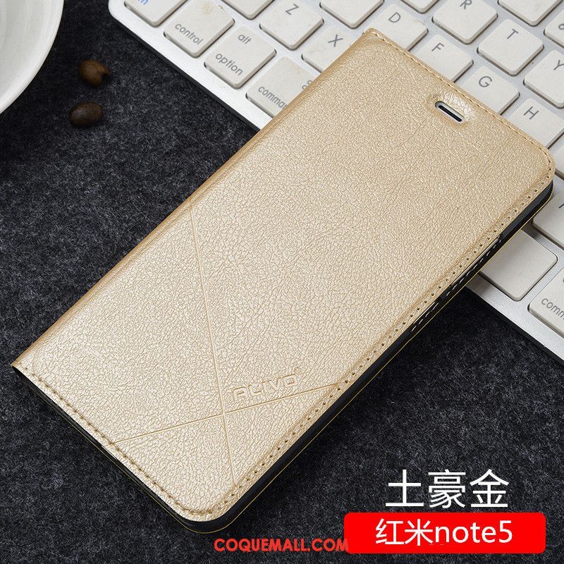 Étui Xiaomi Redmi Note 5 Rouge Clamshell Étui En Cuir, Coque Xiaomi Redmi Note 5 Téléphone Portable Protection Beige