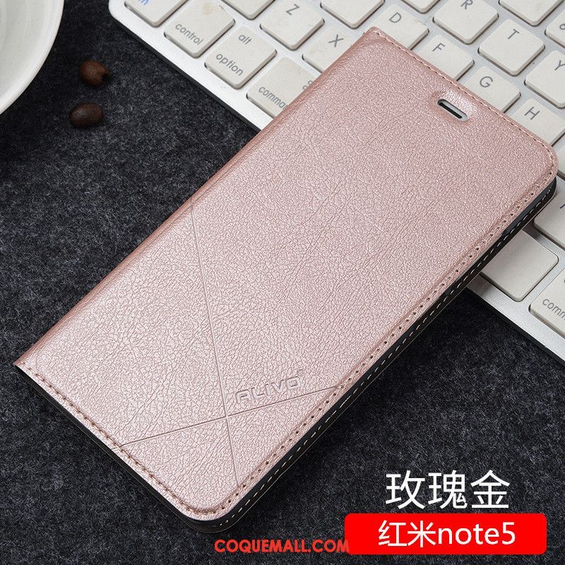Étui Xiaomi Redmi Note 5 Rouge Clamshell Étui En Cuir, Coque Xiaomi Redmi Note 5 Téléphone Portable Protection Beige