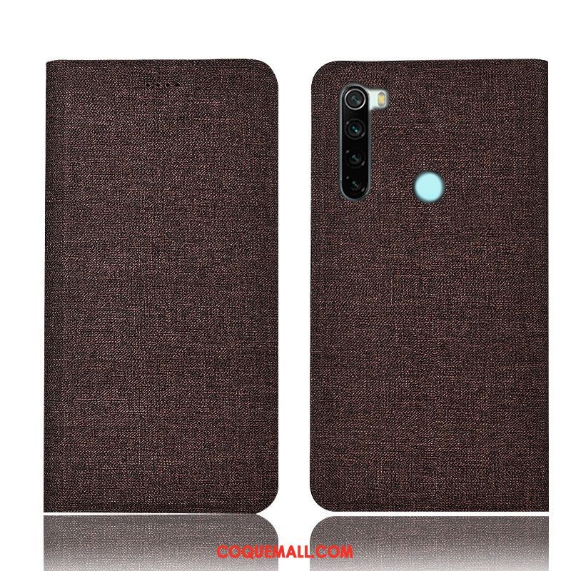 Étui Xiaomi Redmi Note 8 Pro Bleu Tout Compris Rouge, Coque Xiaomi Redmi Note 8 Pro Lin Protection Beige