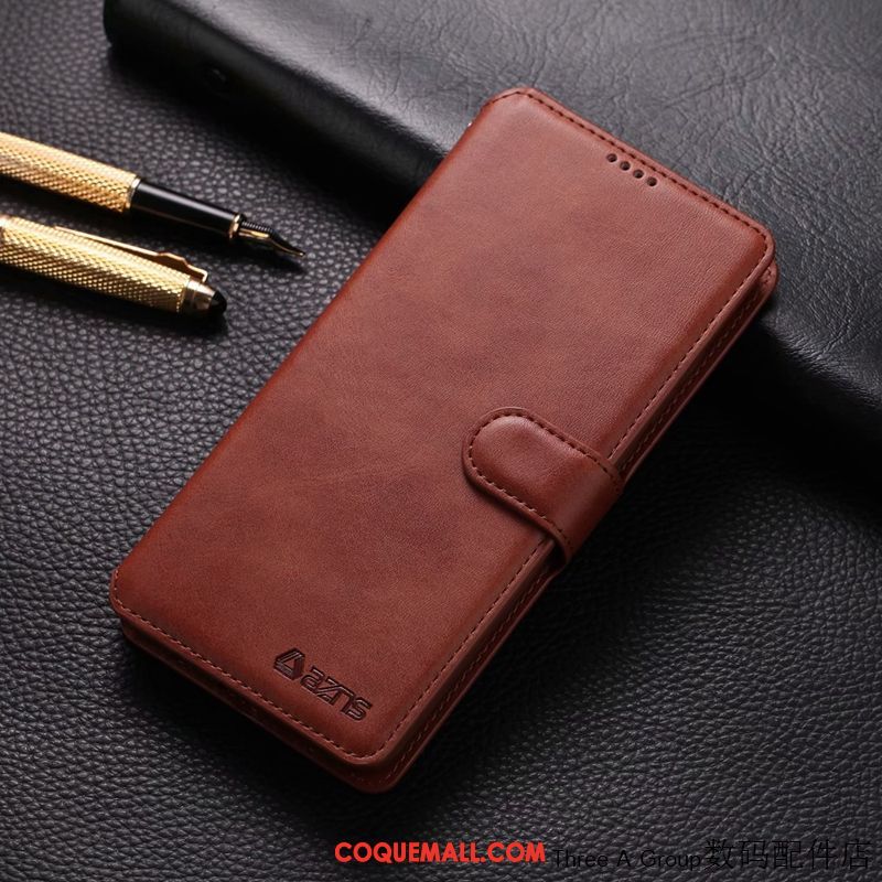 Étui Xiaomi Redmi Note 8 Pro Rouge Personnalité Business, Coque Xiaomi Redmi Note 8 Pro Téléphone Portable En Cuir Beige