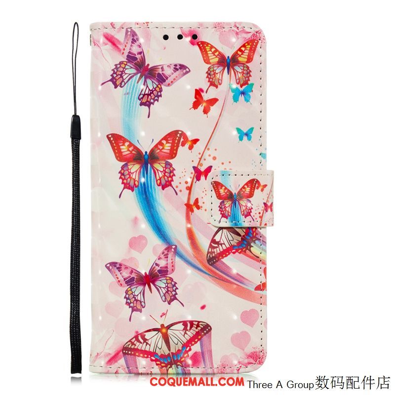 Étui Xiaomi Redmi Note 8 Pro Téléphone Portable Carte En Cuir, Coque Xiaomi Redmi Note 8 Pro Papillon Rouge Beige
