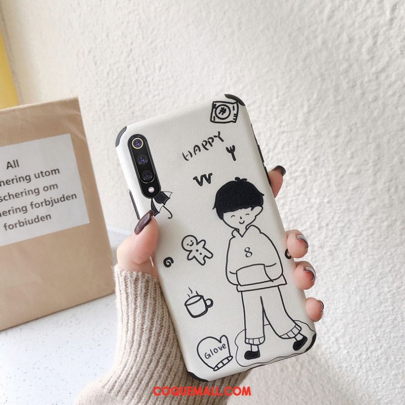 Étui Xiaomi Redmi Note 8t Blanc Dessin Animé Gaufrage, Coque Xiaomi Redmi Note 8t Jeunesse Personnalité Beige