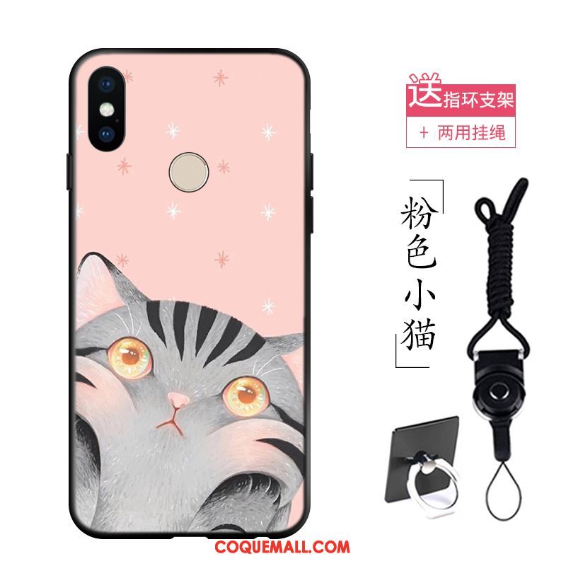 Étui Xiaomi Redmi S2 Chat Rose Créatif, Coque Xiaomi Redmi S2 Dessin Animé Fluide Doux Beige