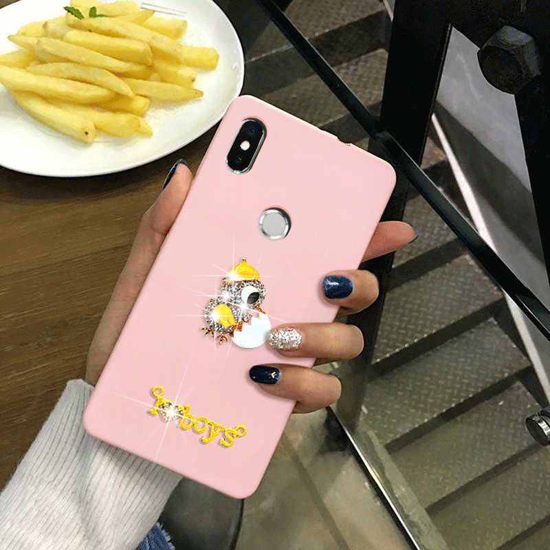 Étui Xiaomi Redmi S2 Dessin Animé Rouge Petit, Coque Xiaomi Redmi S2 Strass Tout Compris Beige