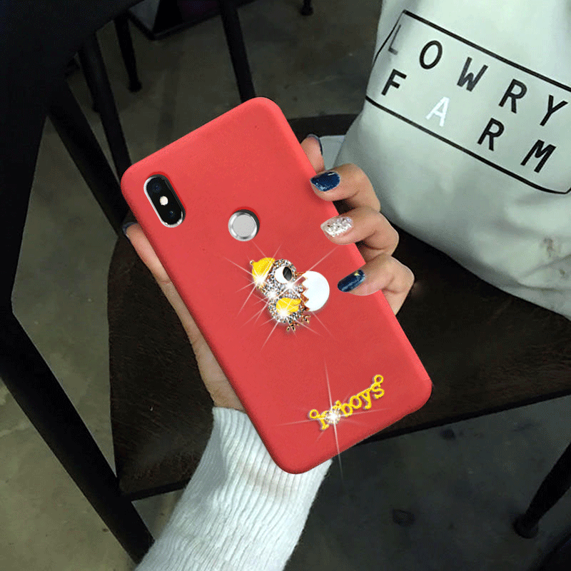 Étui Xiaomi Redmi S2 Dessin Animé Rouge Petit, Coque Xiaomi Redmi S2 Strass Tout Compris Beige