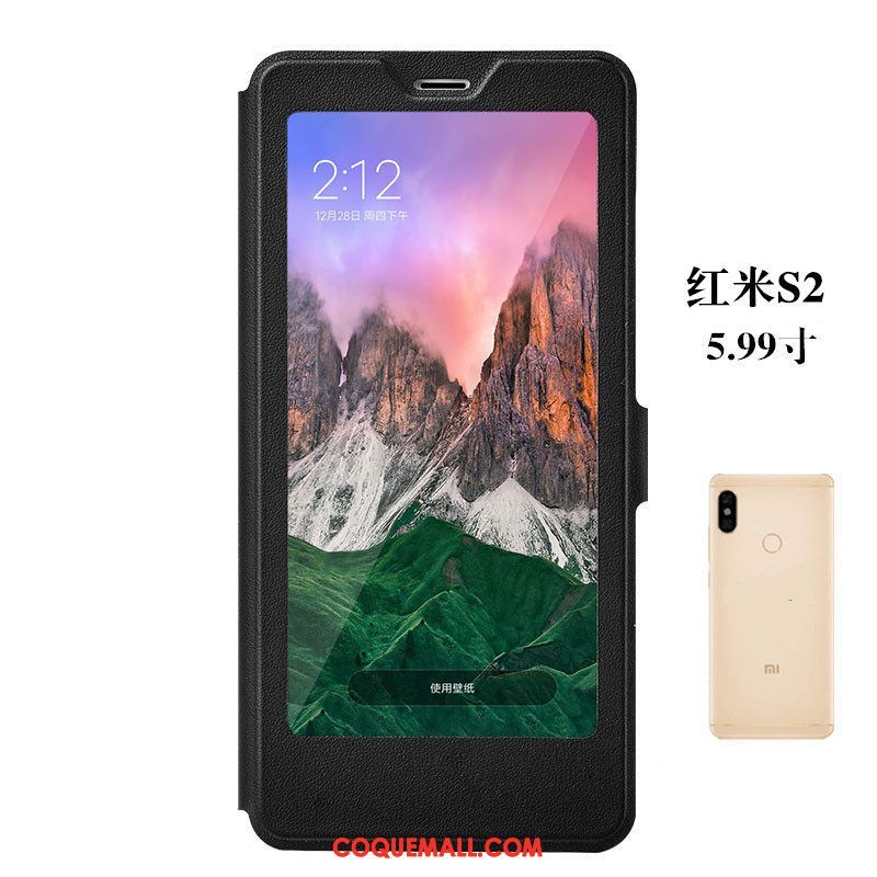 Étui Xiaomi Redmi S2 Fluide Doux Rouge Clamshell, Coque Xiaomi Redmi S2 Téléphone Portable Difficile Beige