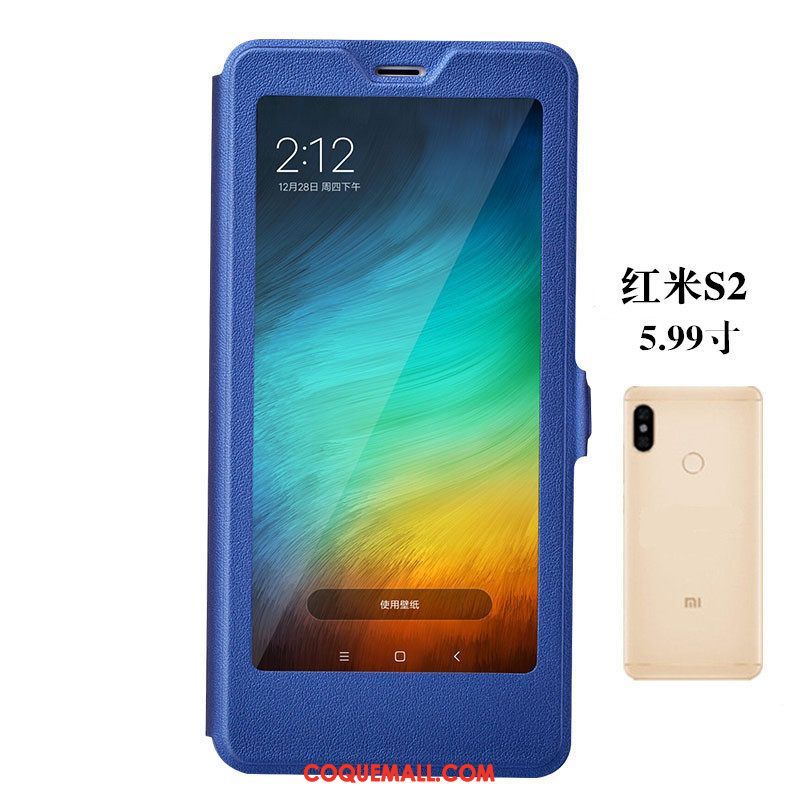 Étui Xiaomi Redmi S2 Fluide Doux Rouge Clamshell, Coque Xiaomi Redmi S2 Téléphone Portable Difficile Beige