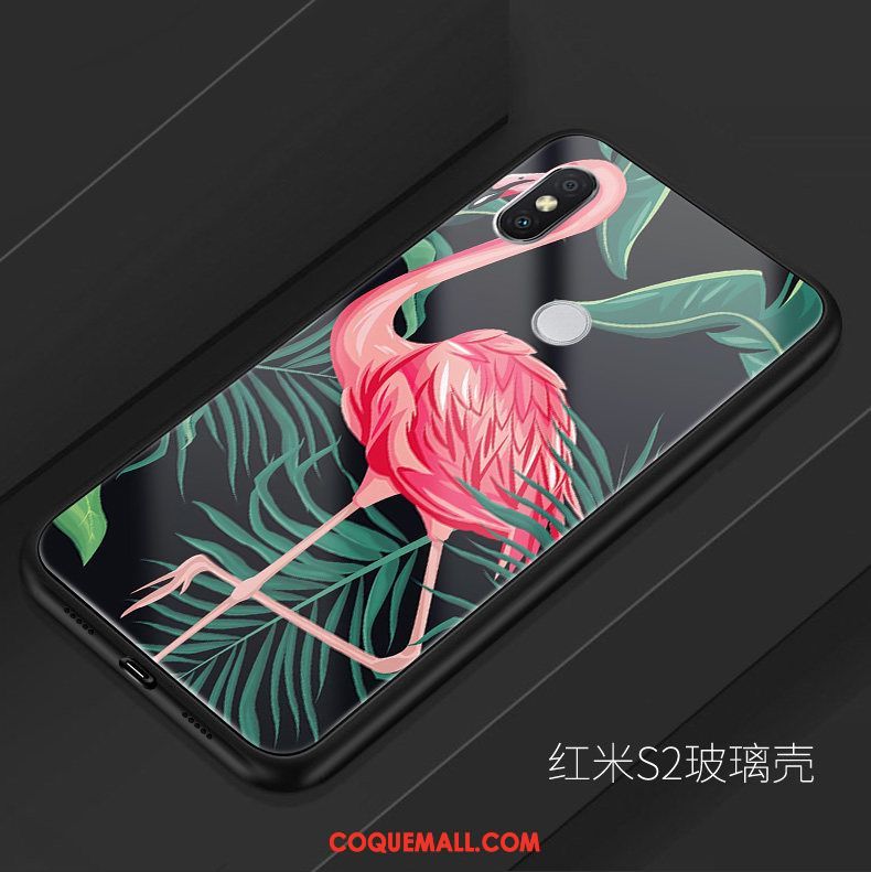 Étui Xiaomi Redmi S2 Frais Vert Silicone, Coque Xiaomi Redmi S2 Verre Créatif Beige