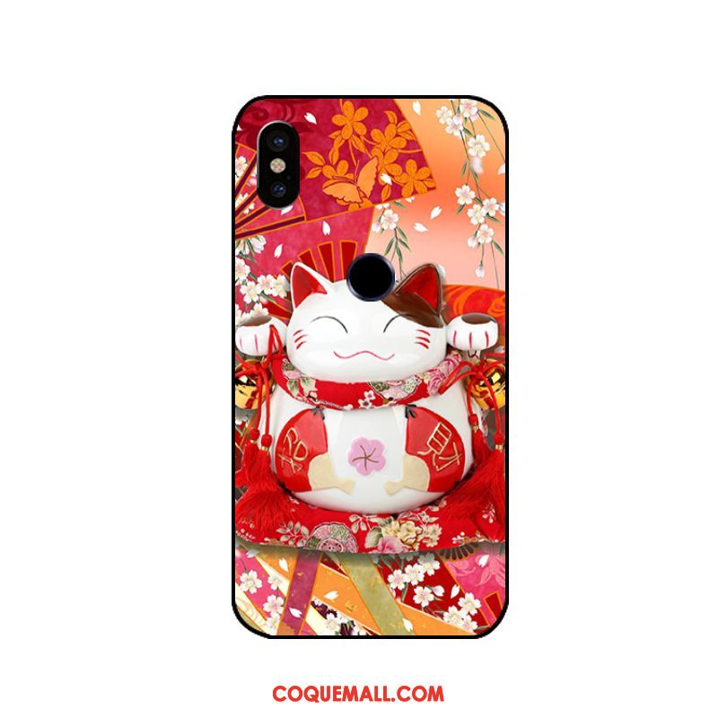 Étui Xiaomi Redmi S2 Gaufrage Protection Dessin Animé, Coque Xiaomi Redmi S2 Rouge Petit Beige