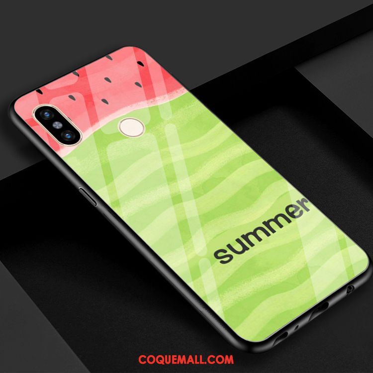 Étui Xiaomi Redmi S2 Miroir Vert Verre Trempé, Coque Xiaomi Redmi S2 Cool Petit Beige