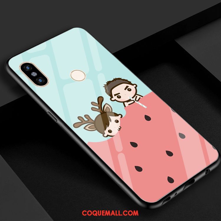 Étui Xiaomi Redmi S2 Miroir Vert Verre Trempé, Coque Xiaomi Redmi S2 Cool Petit Beige