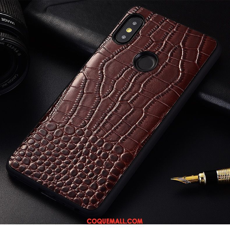 Étui Xiaomi Redmi S2 Modèle Fleurie Cuir Véritable Rouge, Coque Xiaomi Redmi S2 Téléphone Portable Créatif Beige