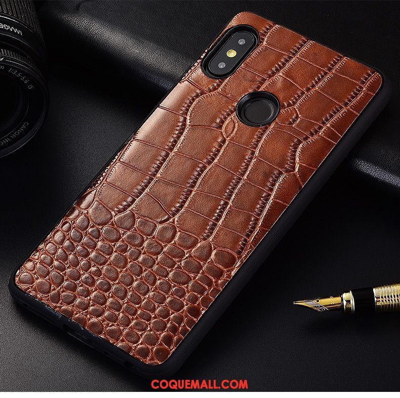 Étui Xiaomi Redmi S2 Modèle Fleurie Cuir Véritable Rouge, Coque Xiaomi Redmi S2 Téléphone Portable Créatif Beige