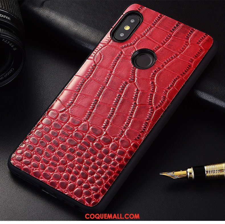 Étui Xiaomi Redmi S2 Modèle Fleurie Cuir Véritable Rouge, Coque Xiaomi Redmi S2 Téléphone Portable Créatif Beige