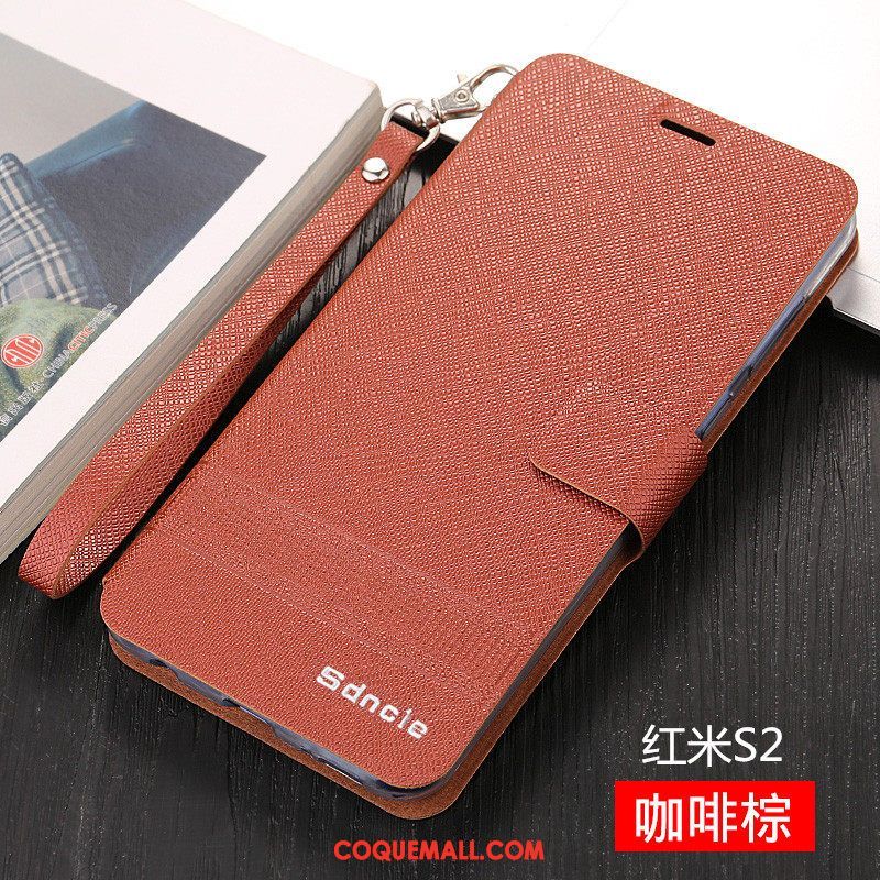 Étui Xiaomi Redmi S2 Or Fluide Doux Petit, Coque Xiaomi Redmi S2 Étui En Cuir Téléphone Portable Beige