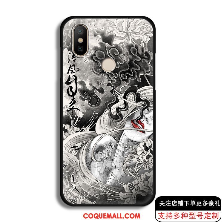 Étui Xiaomi Redmi S2 Petit Style Chinois Noir, Coque Xiaomi Redmi S2 Tendance Tout Compris Beige