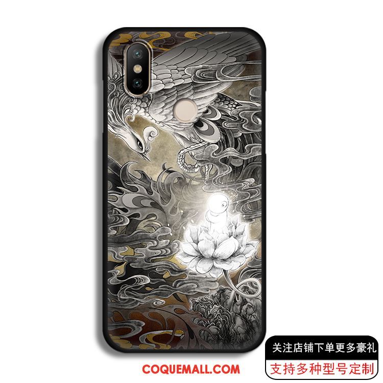 Étui Xiaomi Redmi S2 Petit Style Chinois Noir, Coque Xiaomi Redmi S2 Tendance Tout Compris Beige