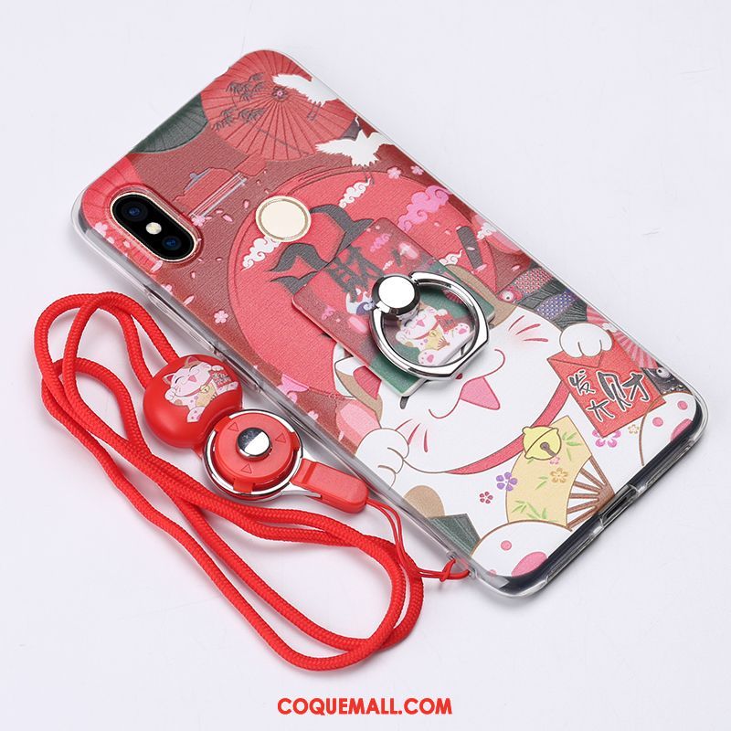 Étui Xiaomi Redmi S2 Protection Fluide Doux Téléphone Portable, Coque Xiaomi Redmi S2 Ornements Suspendus Rouge Beige