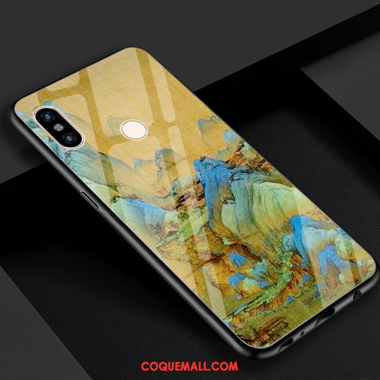 Étui Xiaomi Redmi S2 Verre Trempé Petit Vert, Coque Xiaomi Redmi S2 Art Modèle Beige