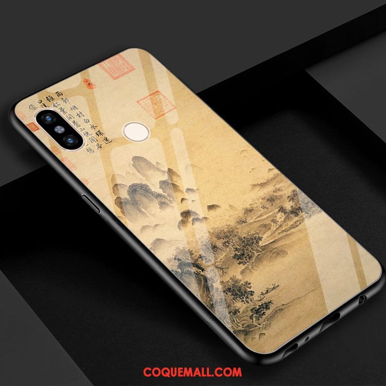 Étui Xiaomi Redmi S2 Verre Trempé Petit Vert, Coque Xiaomi Redmi S2 Art Modèle Beige