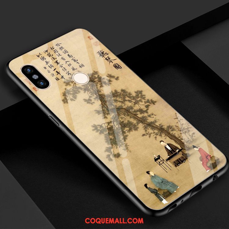 Étui Xiaomi Redmi S2 Verre Trempé Petit Vert, Coque Xiaomi Redmi S2 Art Modèle Beige