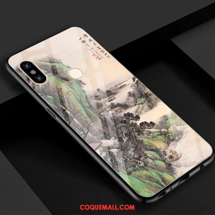 Étui Xiaomi Redmi S2 Verre Trempé Petit Vert, Coque Xiaomi Redmi S2 Art Modèle Beige