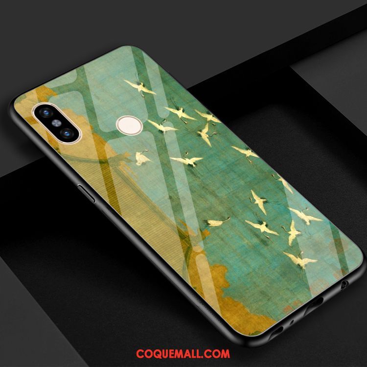 Étui Xiaomi Redmi S2 Verre Trempé Petit Vert, Coque Xiaomi Redmi S2 Art Modèle Beige