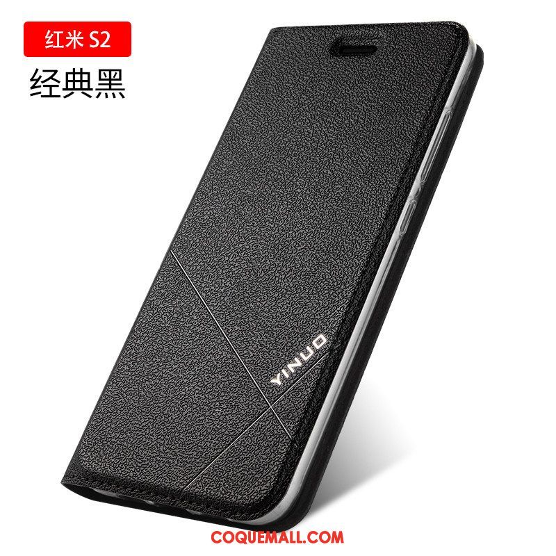 Étui Xiaomi Redmi S2 Étui En Cuir Fluide Doux Protection, Coque Xiaomi Redmi S2 Clamshell Rouge Beige