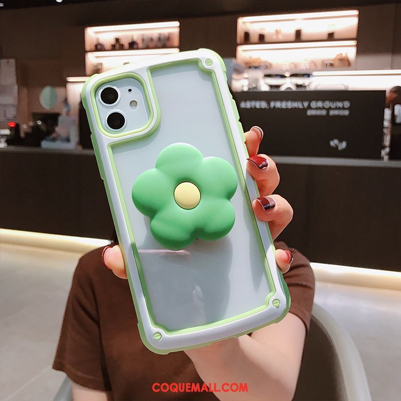 Étui iPhone 11 Créatif Border Transparent, Coque iPhone 11 Vert Charmant