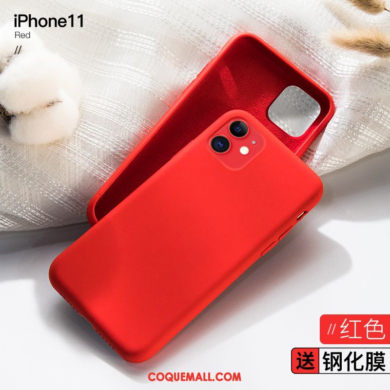 Étui iPhone 11 Fluide Doux Créatif Délavé En Daim, Coque iPhone 11 Net Rouge Téléphone Portable