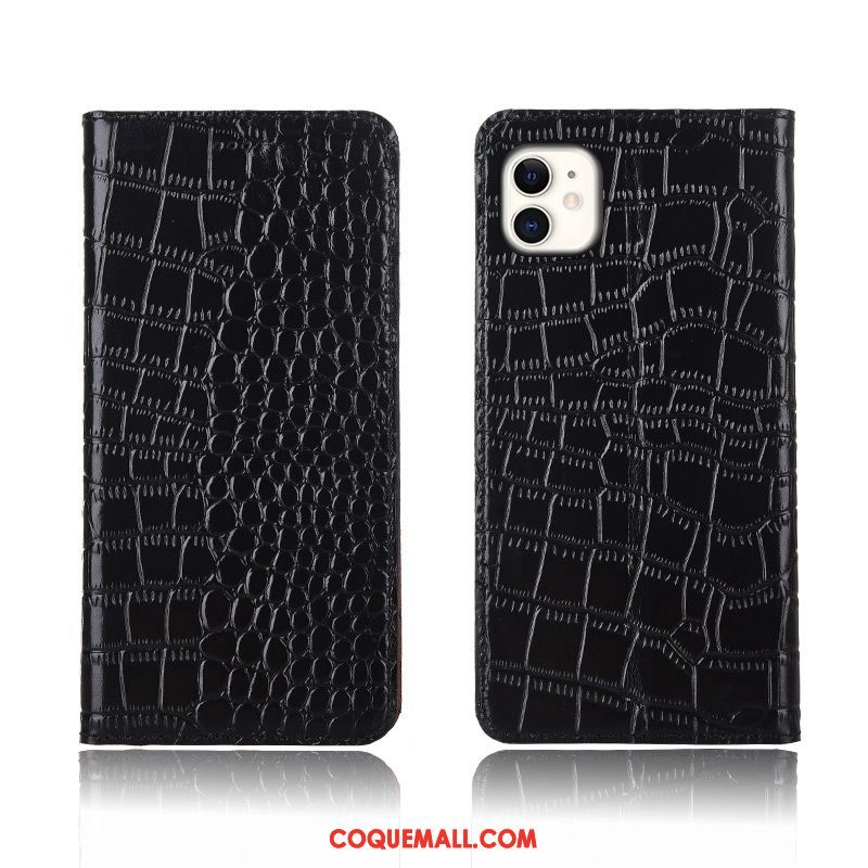 Étui iPhone 11 Incassable Protection Clamshell, Coque iPhone 11 Cuir Véritable Crocodile