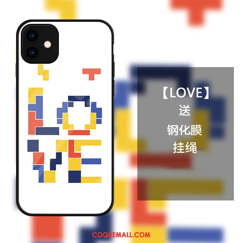 Étui iPhone 11 Mode Amour Amoureux, Coque iPhone 11 Verre Blanc