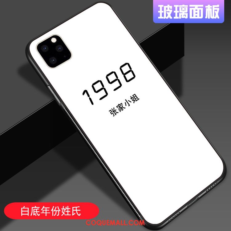 Étui iPhone 11 Pro Blanc Net Rouge Personnalité, Coque iPhone 11 Pro Verre Tout Compris