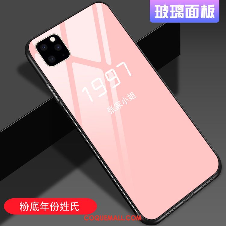 Étui iPhone 11 Pro Blanc Net Rouge Personnalité, Coque iPhone 11 Pro Verre Tout Compris