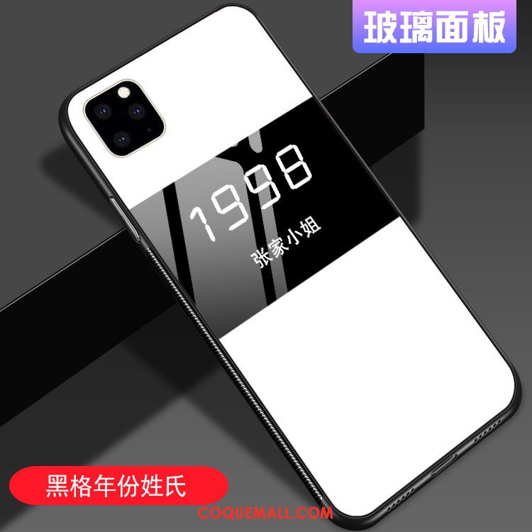 Étui iPhone 11 Pro Blanc Net Rouge Personnalité, Coque iPhone 11 Pro Verre Tout Compris