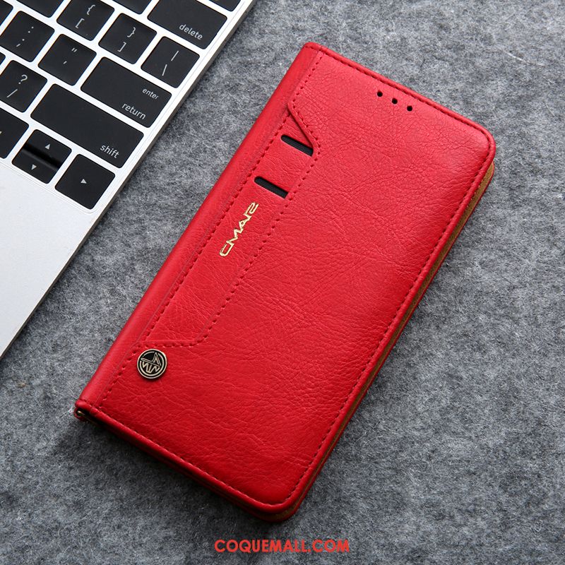 Étui iPhone 11 Pro Business Carte Téléphone Portable, Coque iPhone 11 Pro Rouge Portefeuille