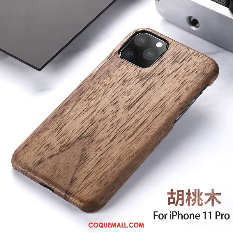 Étui iPhone 11 Pro Créatif Personnalité Bois Massif, Coque iPhone 11 Pro En Bois Protection