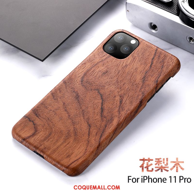 Étui iPhone 11 Pro Créatif Personnalité Bois Massif, Coque iPhone 11 Pro En Bois Protection