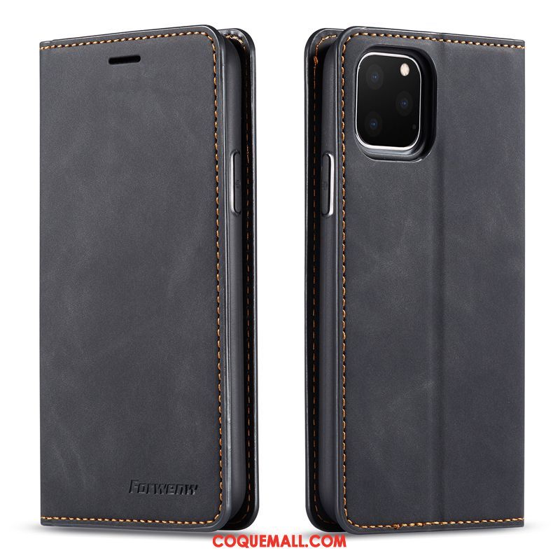 Étui iPhone 11 Pro Cuir Véritable Bleu Business, Coque iPhone 11 Pro Tendance Téléphone Portable