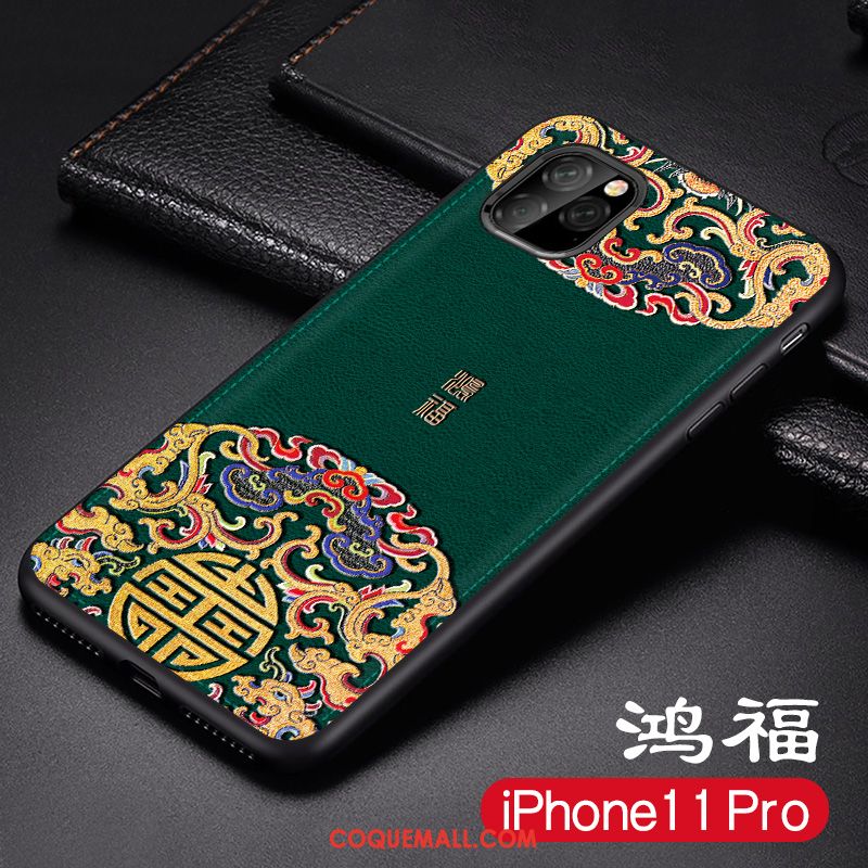 Étui iPhone 11 Pro Délavé En Daim Dragon Silicone, Coque iPhone 11 Pro En Cuir Nouveau