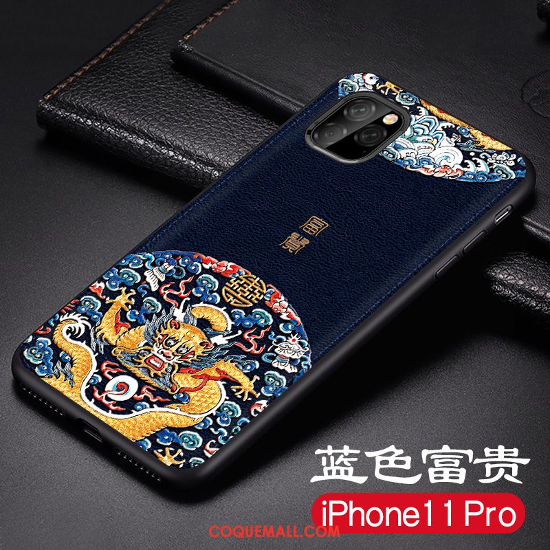 Étui iPhone 11 Pro Délavé En Daim Dragon Silicone, Coque iPhone 11 Pro En Cuir Nouveau