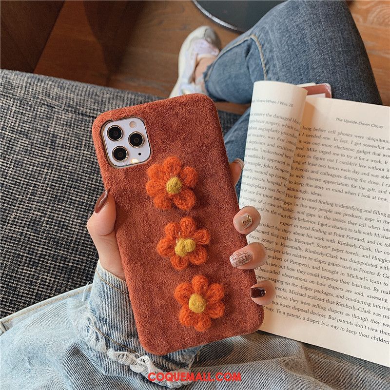 Étui iPhone 11 Pro Fleur Peluche Tendance, Coque iPhone 11 Pro Téléphone Portable Dimensionnel