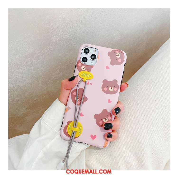 Étui iPhone 11 Pro Incassable Rose Silicone, Coque iPhone 11 Pro Protection Dessin Animé