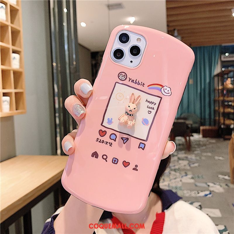 Étui iPhone 11 Pro Lapin Rose Téléphone Portable, Coque iPhone 11 Pro Fluide Doux Dimensionnel