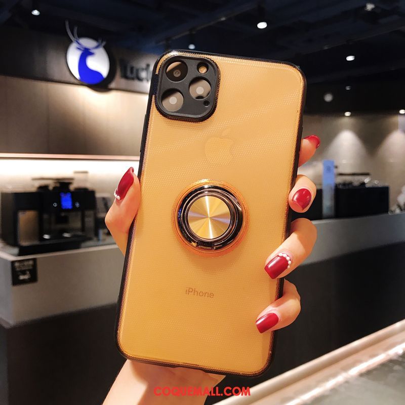 Étui iPhone 11 Pro Max Délavé En Daim À Bord Incassable, Coque iPhone 11 Pro Max Jaune Une Agrafe