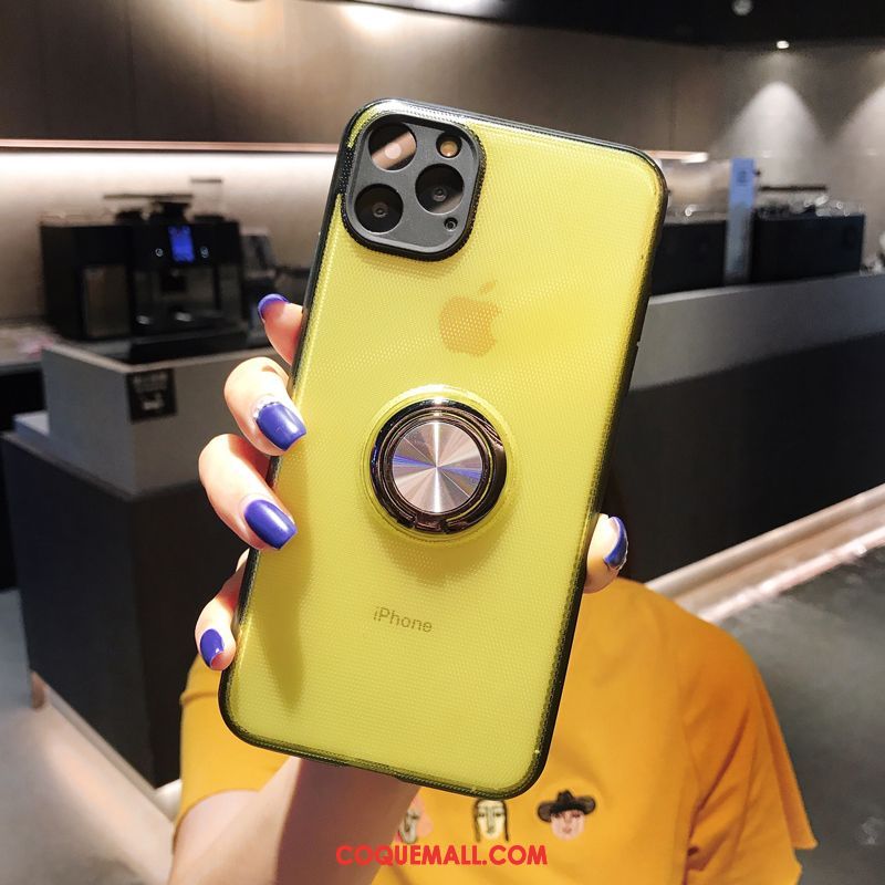 Étui iPhone 11 Pro Max Délavé En Daim À Bord Incassable, Coque iPhone 11 Pro Max Jaune Une Agrafe