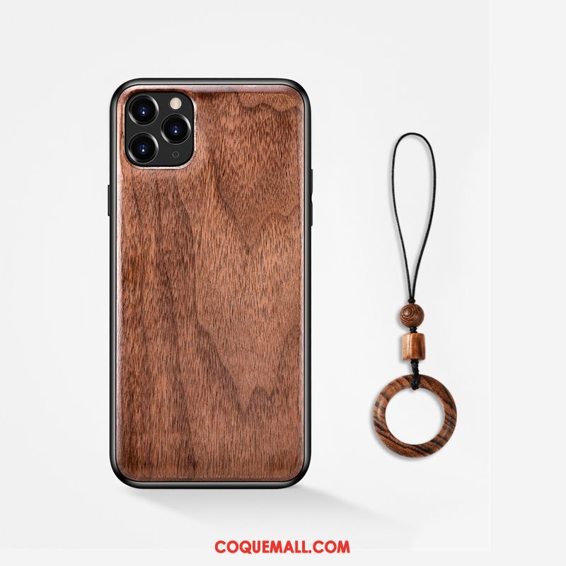 Étui iPhone 11 Pro Max En Bois Téléphone Portable Fleur, Coque iPhone 11 Pro Max Nouveau Protection Braun