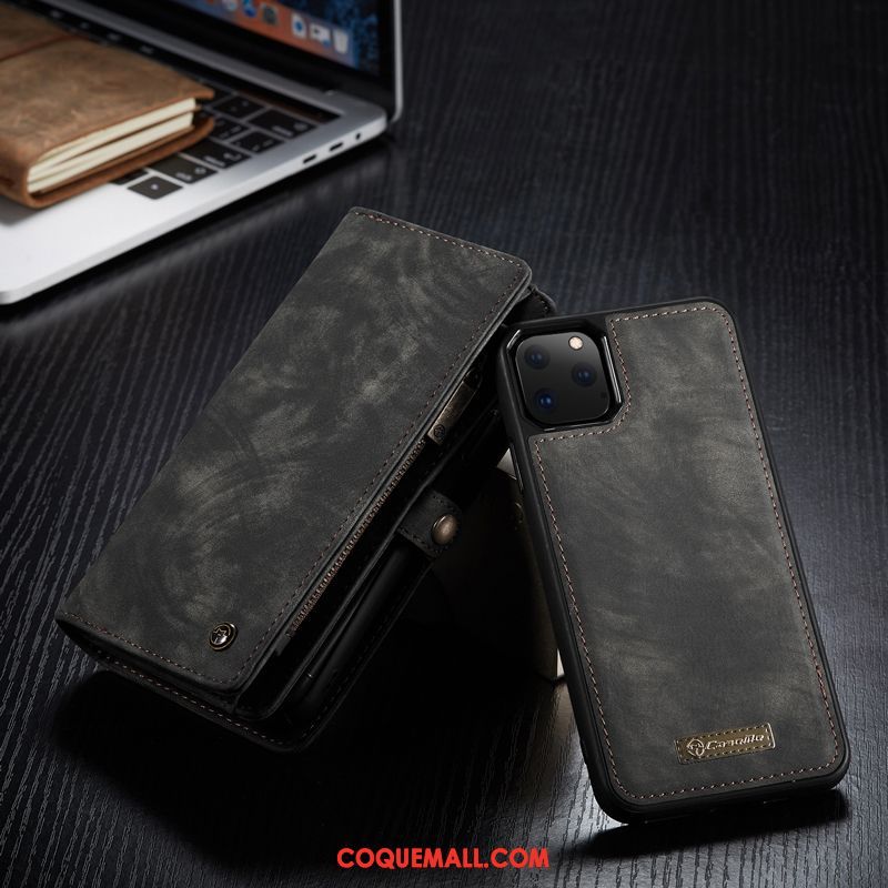 Étui iPhone 11 Pro Max En Cuir Carte Portefeuille, Coque iPhone 11 Pro Max Téléphone Portable Bleu